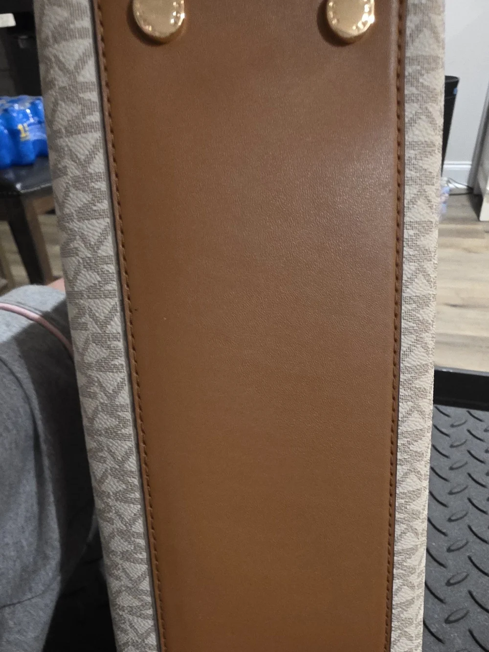 NWOT Michael Kors Beige Signature Tote with Brown Trim and Gold Hardware